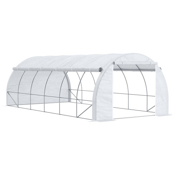  Polytunnel Greenhouse Pollytunnel Tent w/ Steel Frame White