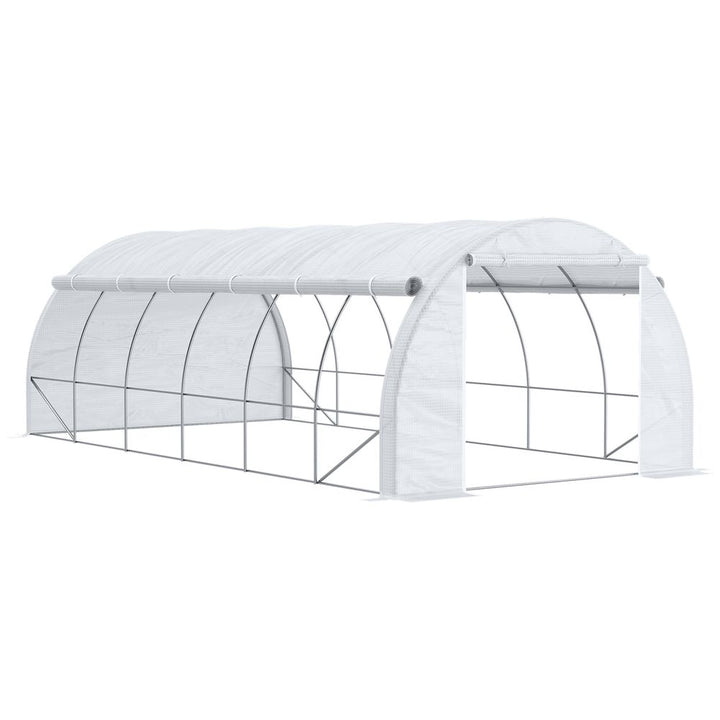  Polytunnel Greenhouse Pollytunnel Tent w/ Steel Frame White