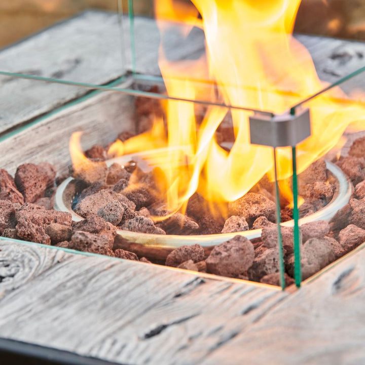Outdoor Garden Rattan Propane Gas Fire Pit Table, Smokeless Firepit