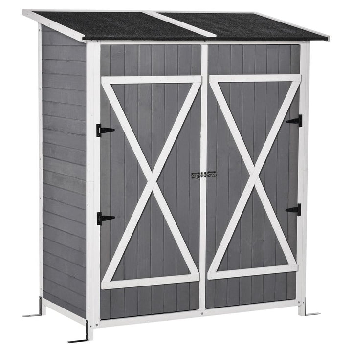 Garden Wood Storage Shed Storage Table, Asphalt Roof Storage Tool Organizer