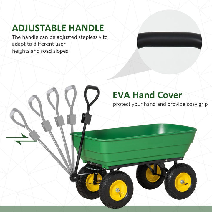 L Garden Cart Heavy Duty Wheel Trolley Wheelbarrow Green