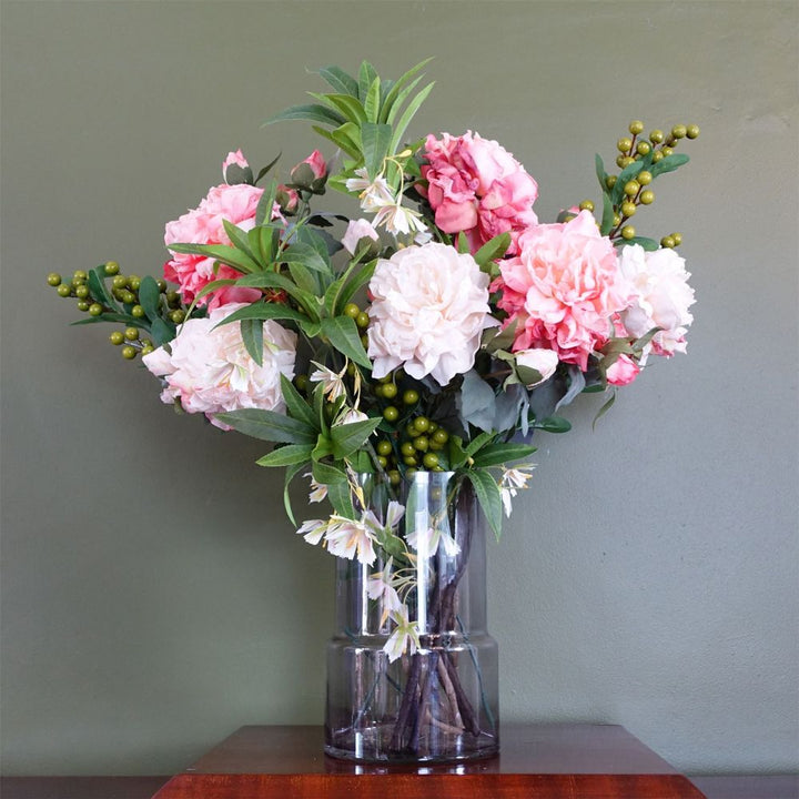 ixed Peonies Glass Vase