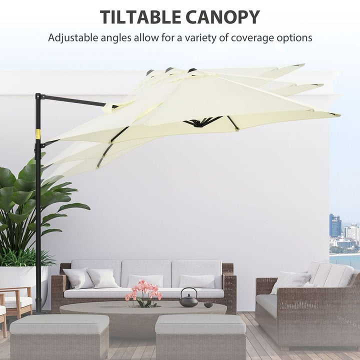 .M Garden Cantilever Parasol W/ Rotation and Cross Base, Beige