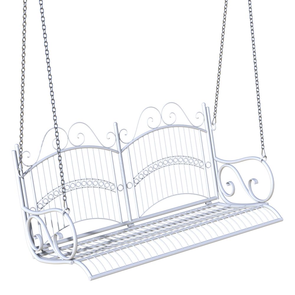 Outsunny Metal 2-Seater Outdoor Garden Swing Bench White – Garden furniture