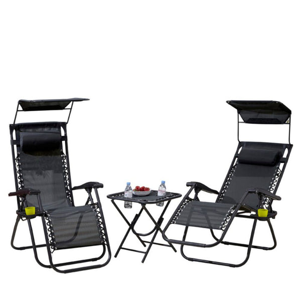 Neo Black Folding Zero Gravity Garden Chairs and Table Set
