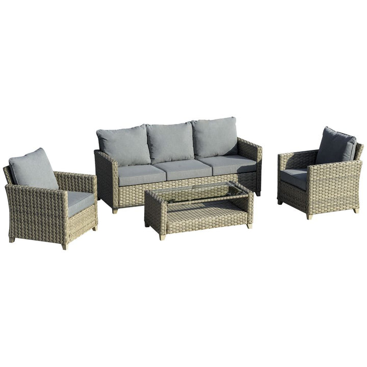  Patio PE Rattan Sofa Set, Outdoor Conversation Furniture Set