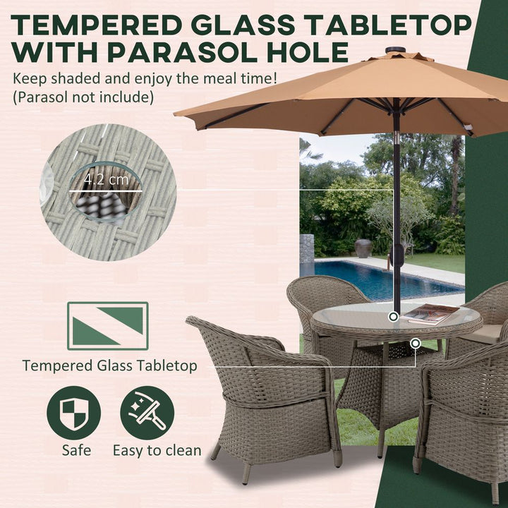  Pieces Outdoor Patio PE Rattan Dining Set, Four Seater , Grey