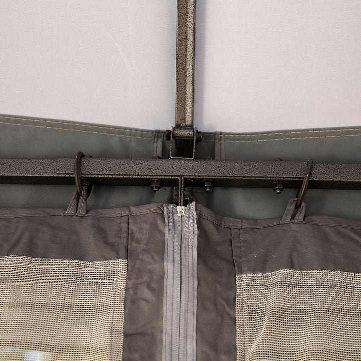 xmetal Gazebo Canopy & Netting Sidewalls & Double Tiered Roof, Grey