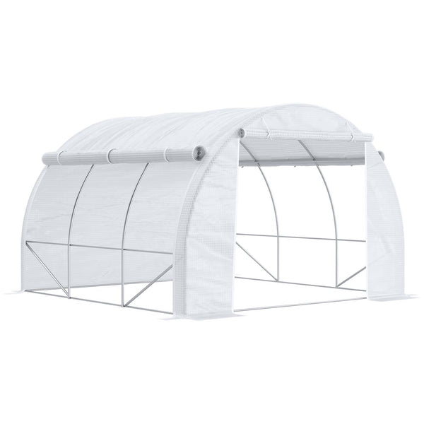  Polytunnel Greenhouse Pollytunnel Tent w/ Steel Frame White