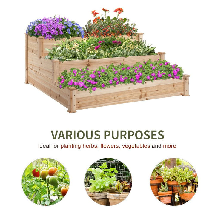 Wooden Raised Bed -Tier Planter Kit Elevated Plant Box 