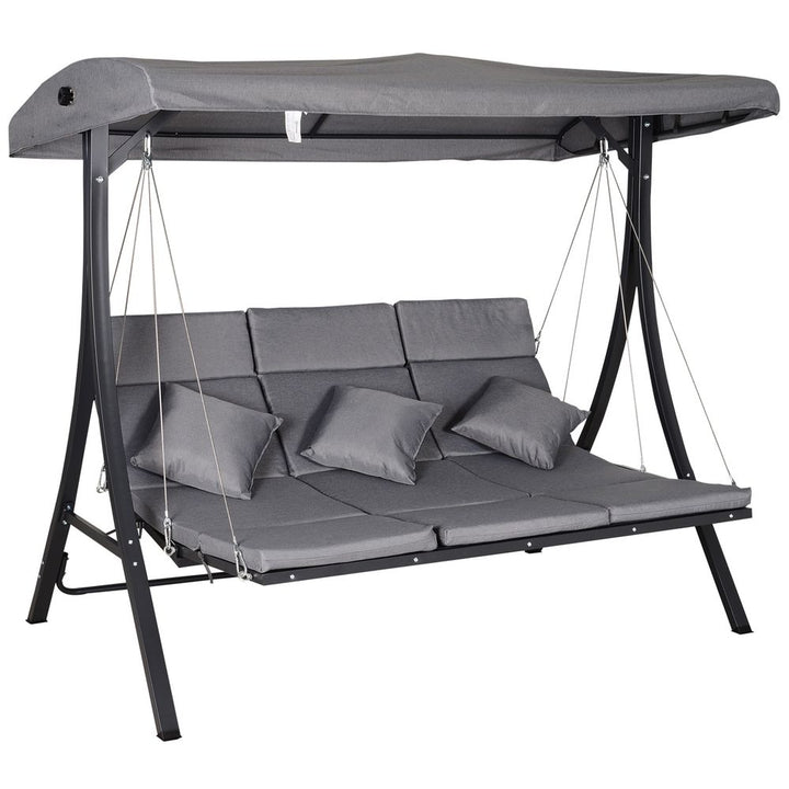 Steel Pipe -Seater Outdoor Garden Recliner Swing Chair Grey