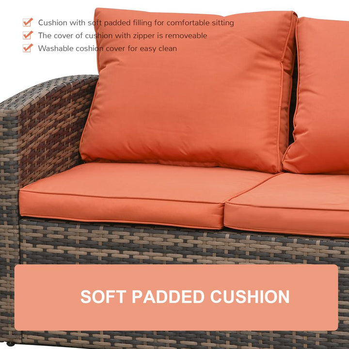  Rattan Wicker Sofa Set Sectional & Storage Table & Cushionixed Brown