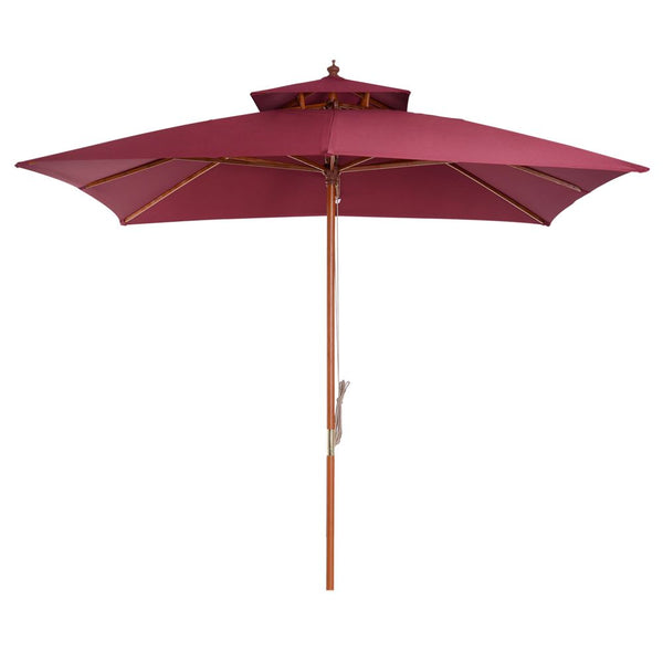 m Patio Umbrella Bamboo Umbrella Parasol-Wine Red