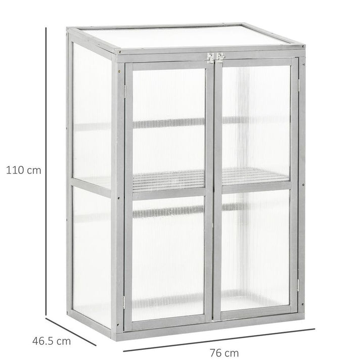 Wood Cold Frame Greenhouse Outdoor Indoor PC Board Grey