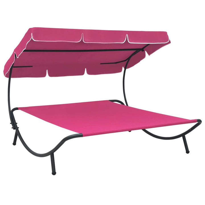 Outdoor Lounge Bed with Canopy Cream White
