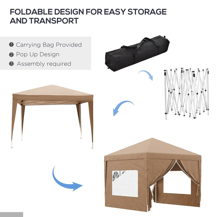 Outsunny x Pop Up Gazebo Party Tent Canopyarquee with Storage Bag Coffee