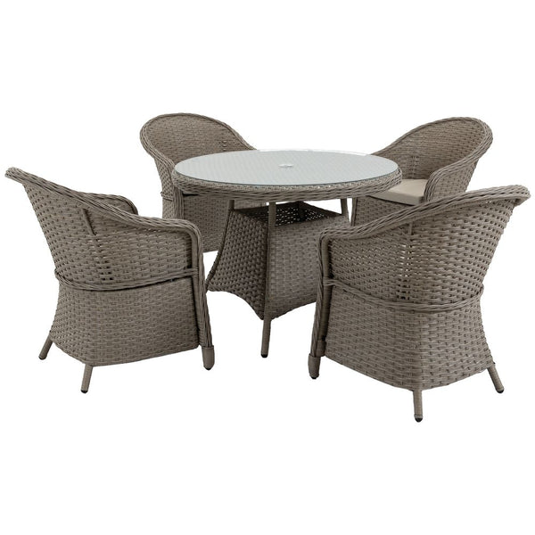  Pieces Outdoor Patio PE Rattan Dining Set, Four Seater , Grey