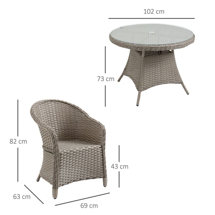  Pieces Outdoor Patio PE Rattan Dining Set, Four Seater , Grey