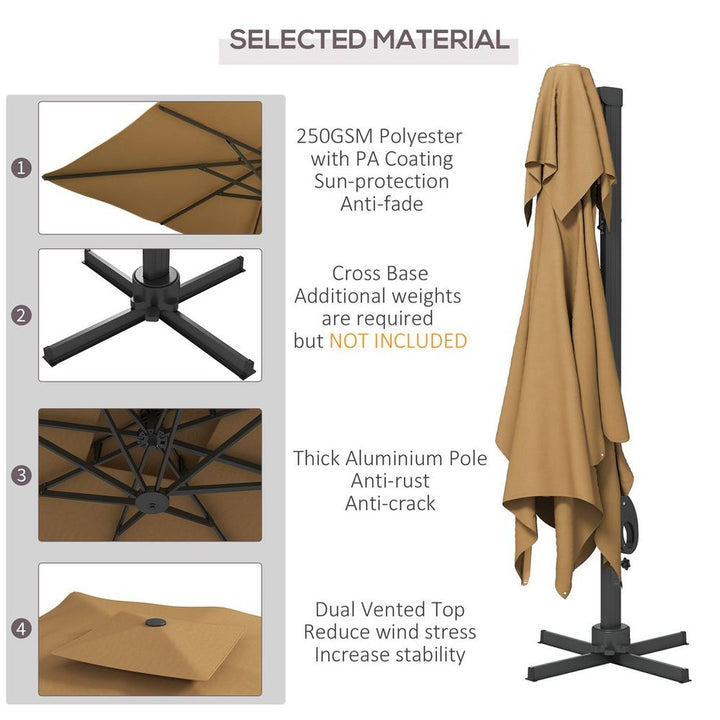 Outsunny (m)Garden Parasol Patio Umbrella w/ Hydraulicechanism Dual Top Khaki