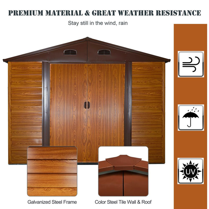 .x.ftetal Garden Shed House Tool Storage & Foundation & Ventilation Brown