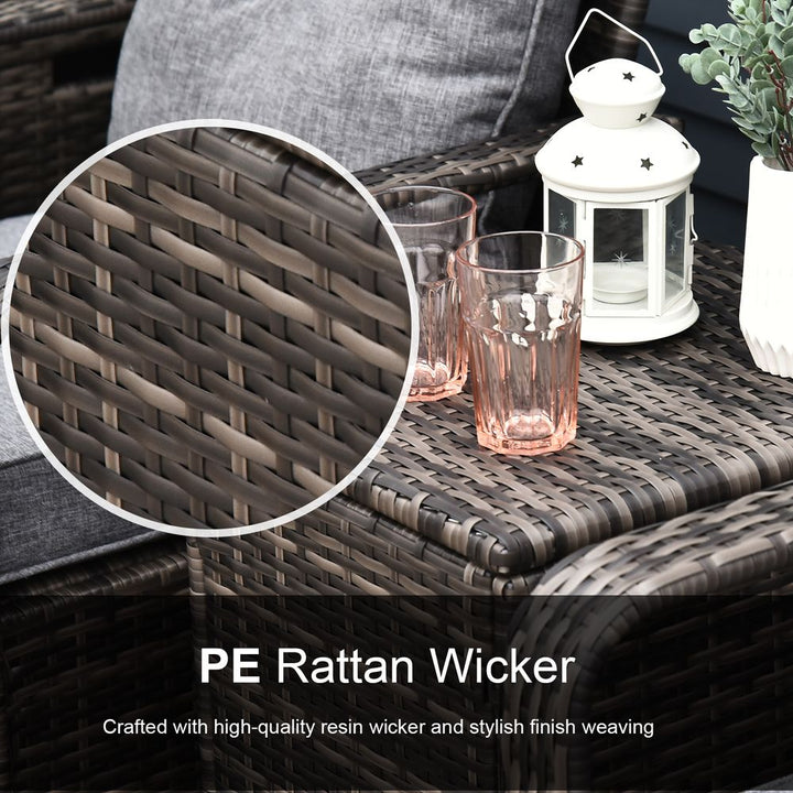  Piece PE Rattan Garden Sofa Set w/ Chairs & Storage Table Grey Outsunny