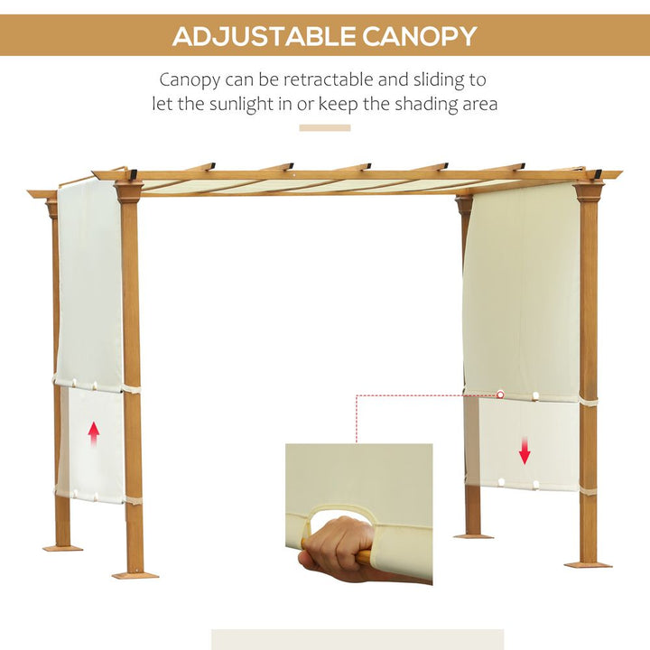 Outsunny Steel Frame Retractable Outdoor Garden Pergola Beige