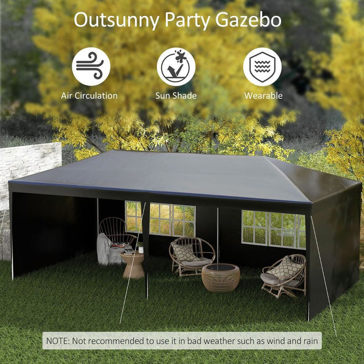  Garden Gazeboarquee Canopy Party Tent Canopy Patio Black