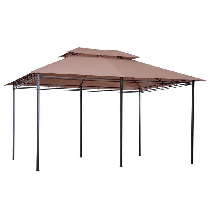 Outsunny Pavilion Steel Frame Garden Gazebo Khaki