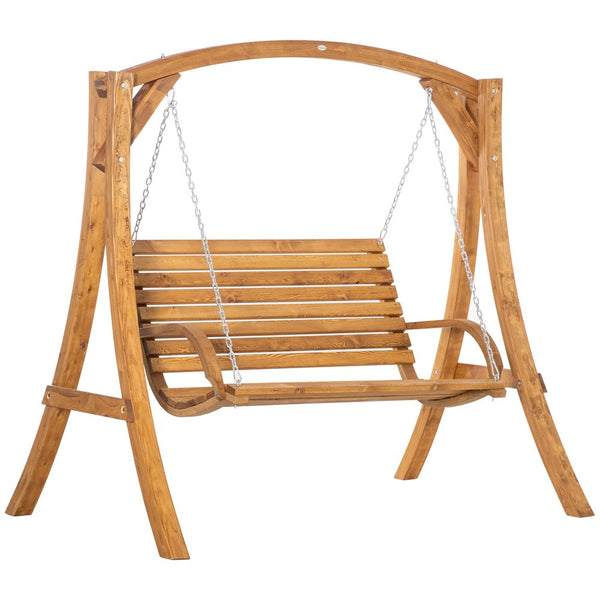 Outsunny Seater Garden Swing Seat Swing Chair, Outdoor Wooden Swing Bench Seat