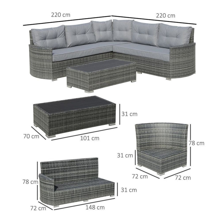 Aluminium Pieces Outdoor PE Rattan Sectional Conversation Sofa Set