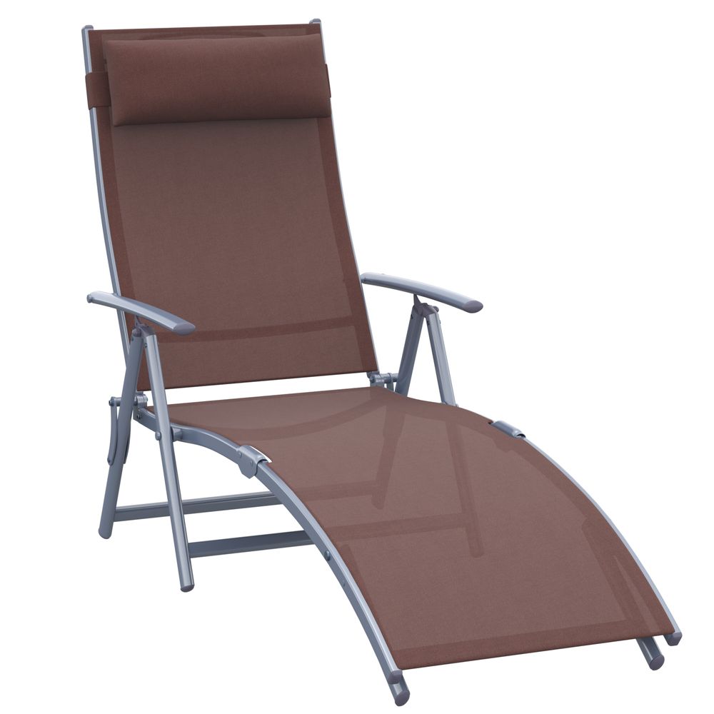 Sun Lounger Recliner w Pillow Foldable 7 Levels Texteline