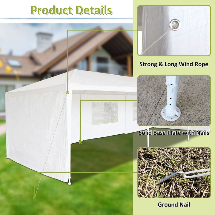  x ft Garden Party Event Tent for Gatheration, Outdoor Gazebo Shaded Pergola with Walls, White