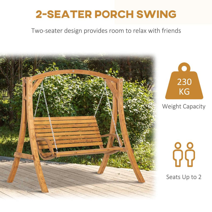 Outsunny Seater Garden Swing Seat Swing Chair, Outdoor Wooden Swing Bench Seat