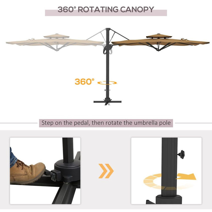 Outsunny (m)Garden Parasol Patio Umbrella w/ Hydraulicechanism Dual Top Khaki
