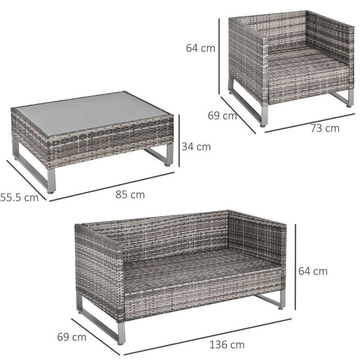  PE Rattan Wicker Outdoor Dining Set Sofa Chairs Table Cushions