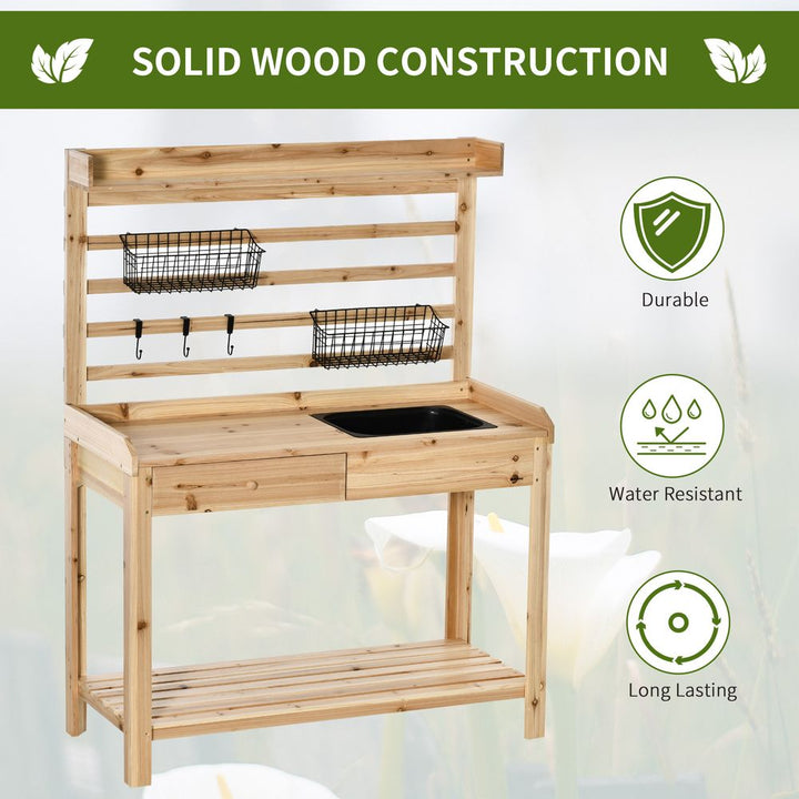 Potting Bench Table, Workstation withetal Sieve Screen, Removable Sink,