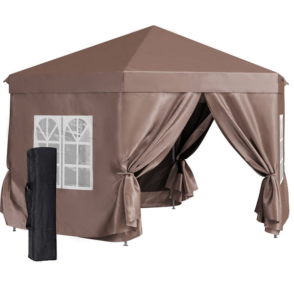 Outsunny Hexagonaletal Frame Garden Gazebo Brown