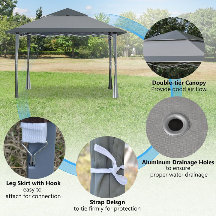 x Pop-up Gazebo Double Roof Roller Bag Steel Frame, Dark Grey