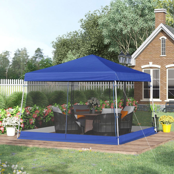 Outsunny .m x .m Pop Up Steel Frame Garden Gazebo Blue