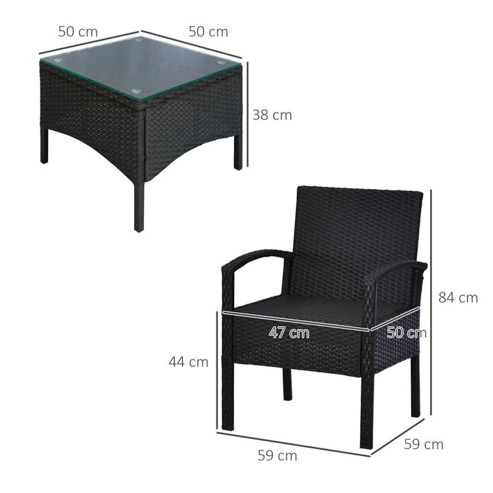 Outsunny Seater Rattan Bistro Set, Steel-Black