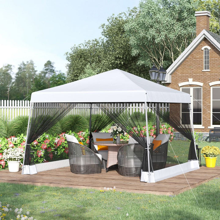 Outsunny .m x .m Pop Up Steel Frame Garden Gazebo White