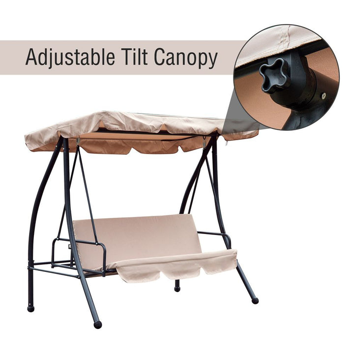 -in- Patio Swing Chair Seater Hammock Cushion Bed Lounger Tilt Canopy