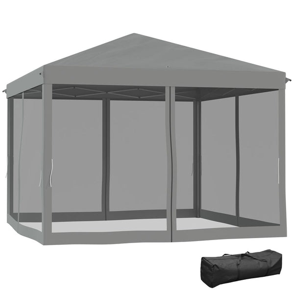 Heavy Duty Pop Up Gazebo with Removableesh Sidewall Netting Gray