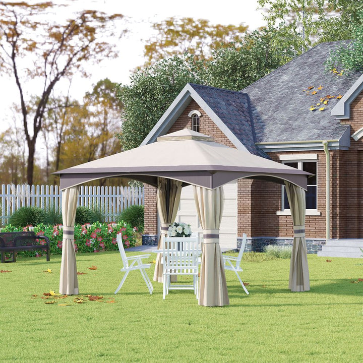  x ' Outdoor Patio -Tier Roof Gazebo Canopy Steel Frame w/esh Sidewalls
