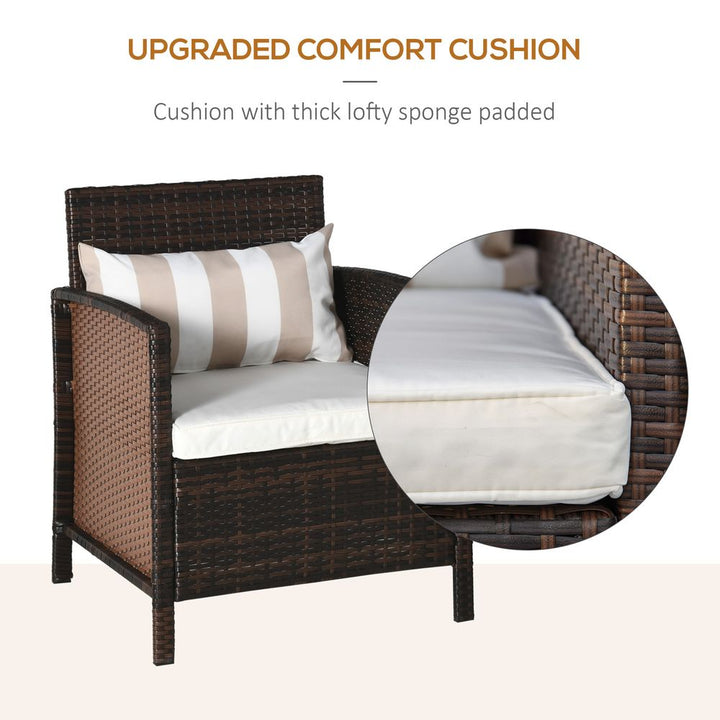  Seater Rattan Furniture Patio Bistro Set Cushion Pillow - Brown