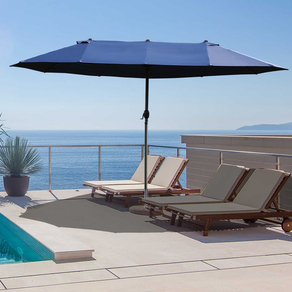 Sun Umbrella Canopy Double-sided Crank Sun Shade Shelter .M Blue