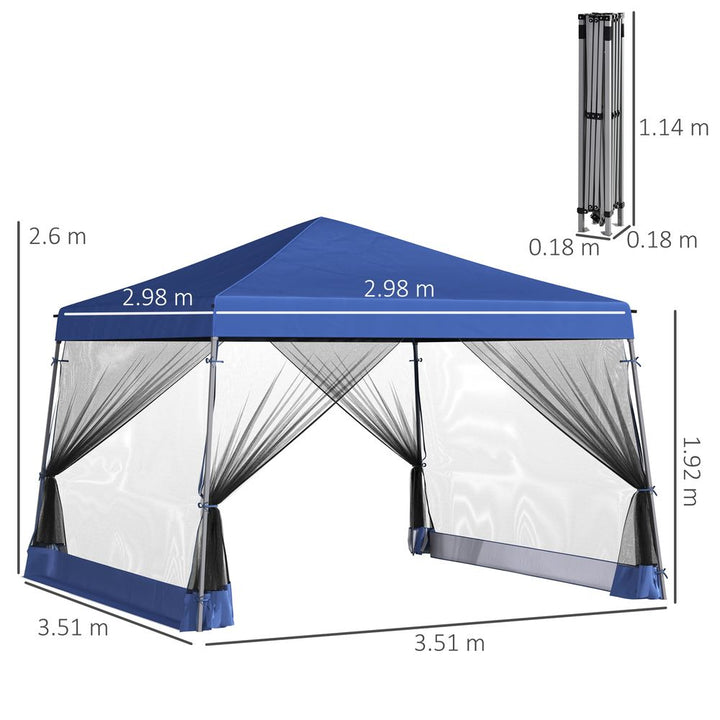 Outsunny .m x .m Pop Up Steel Frame Garden Gazebo Blue