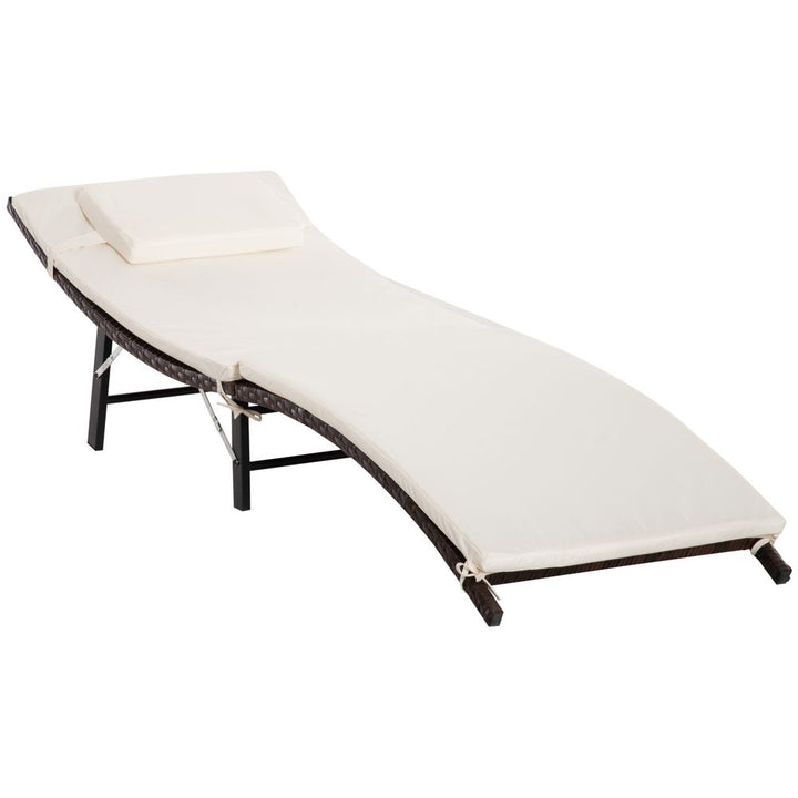 Outsunny Folding Rattan Sun Lounger, H 