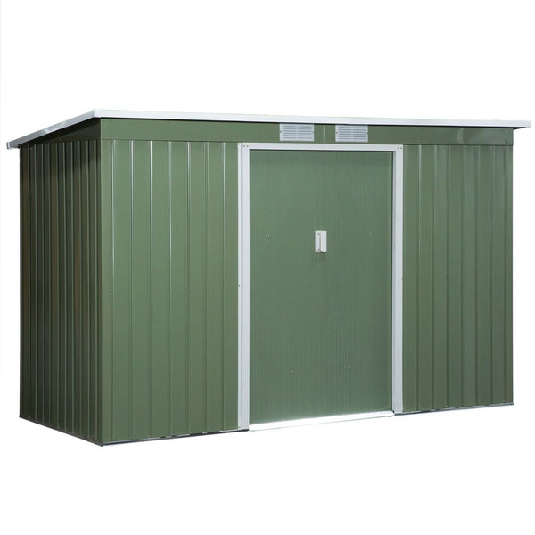 ft x .ft Corrugatedetal Shed with Foundation Vent Doors Green