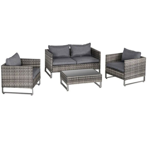  PE Rattan Wicker Outdoor Dining Set Sofa Chairs Table Cushions